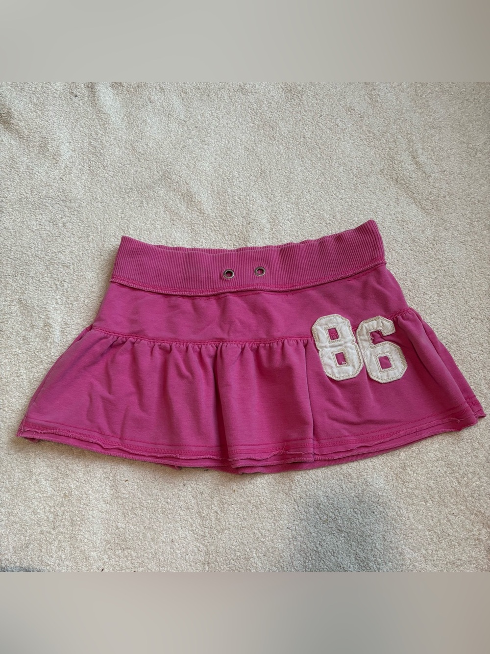 PINK Victoria's Secret Hot Pink Circle Skater Skirt with '86' Patch